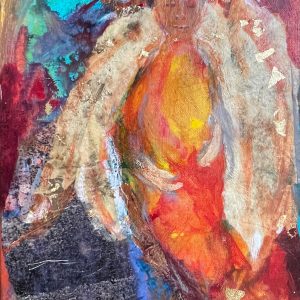 Mixed media acrylic with gold leaf